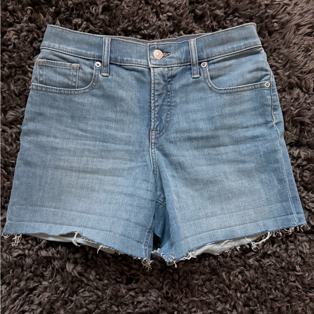 Express Light Blue Mis Rise Jean Shorts